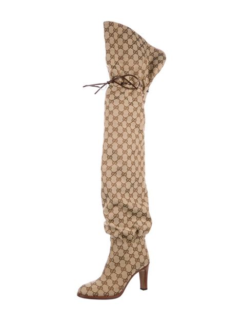 gucci monogram ankle boots|gucci print thigh high boots.